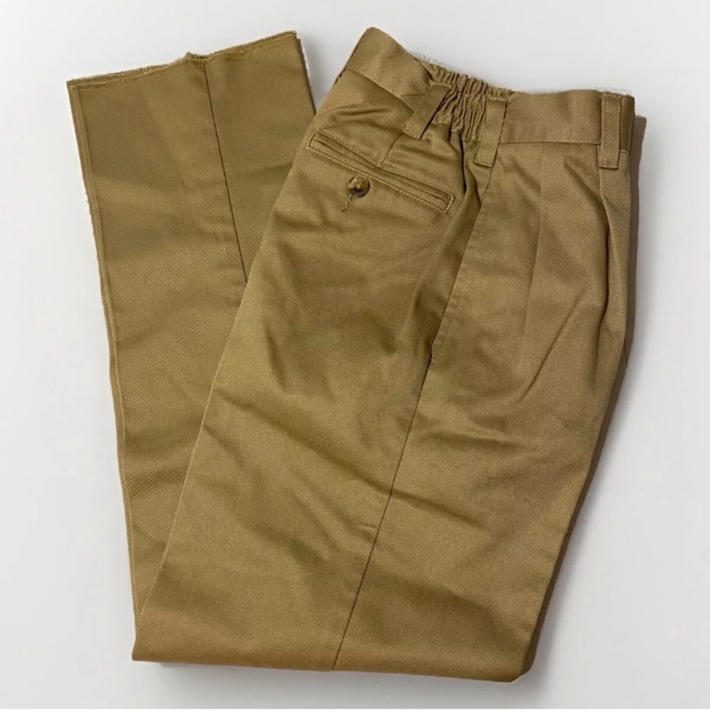 Boys 10S khaki pleated school uniform ready to hem pants